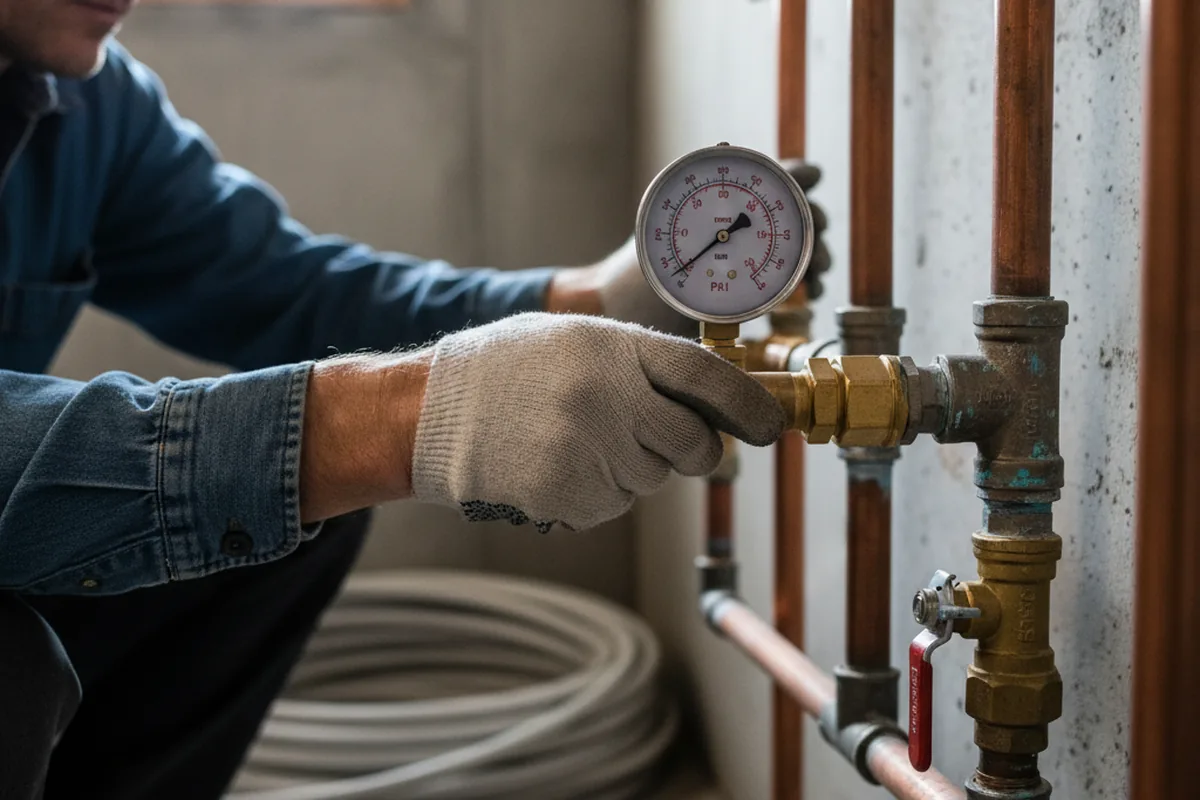 Pressure testing a repaired line during Water Line Repair in Canoga Park